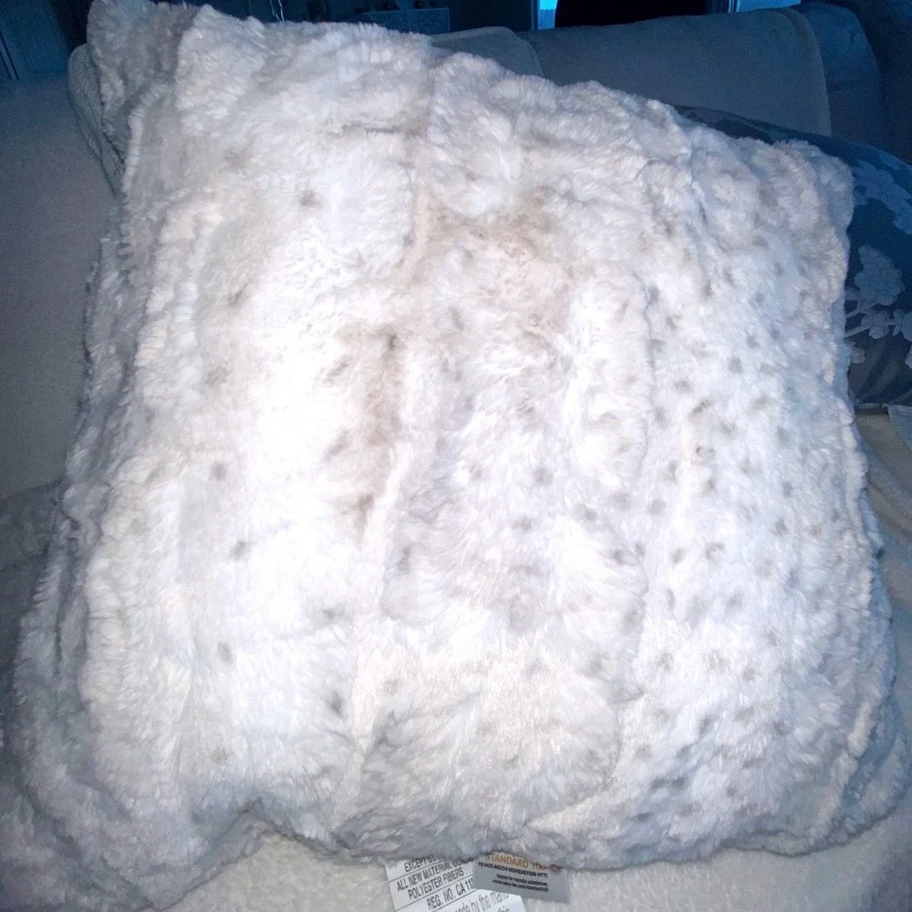 Brentwood Originals Faux Fur Throw Pillow Cream Grey Animal Print Square Accent